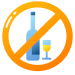 an icon showing alcohol with a cross out mark on it
