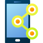 an icon showing a phone with a share icon