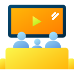 an icon of a family sitting together watching tv