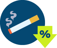 an icon showing a decline in cigarette use