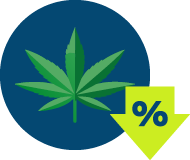 an icon showing a decline in marijuana use