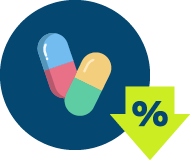 an icon showing a decline in opioid use