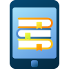 an icon showing books on a tablet