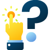 an icon showing a button being pressed with a question mark