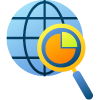an icon showing a magnifying glass over a globe