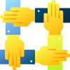 an icon showing hands coming together